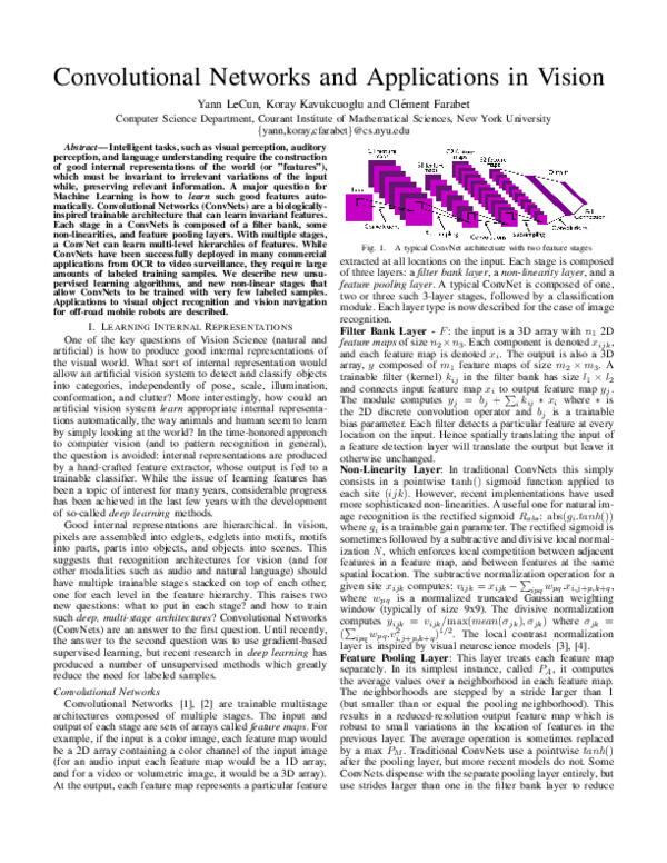 (PDF) Convolutional networks and applications in vision