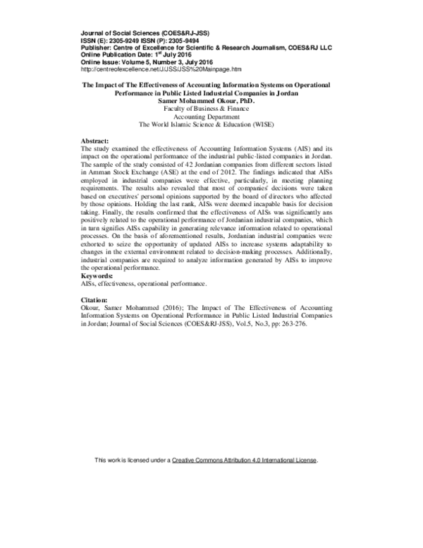 (PDF) The Impact of The Effectiveness of Accounting Information Systems ...
