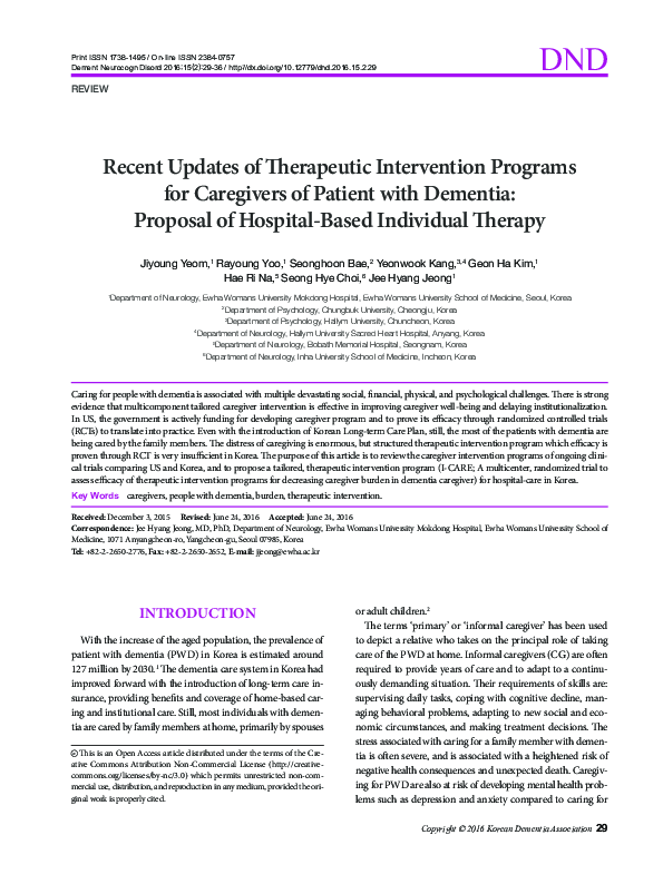(PDF) Recent Updates of Therapeutic Intervention Programs for ...