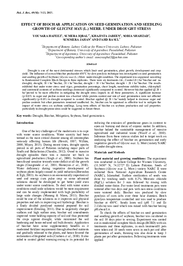 (PDF) Effect of Biochar Application on Seed Germination and Seedling ...