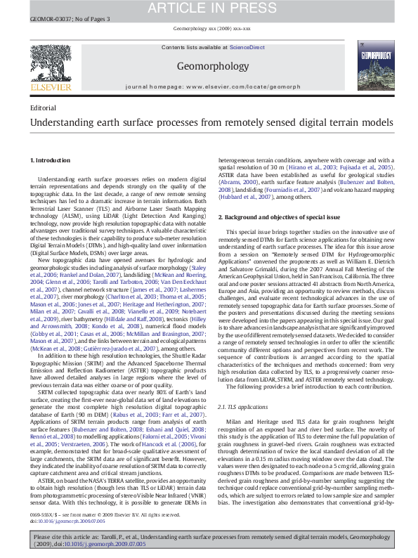 (PDF) Understanding earth surface processes from remotely sensed ...