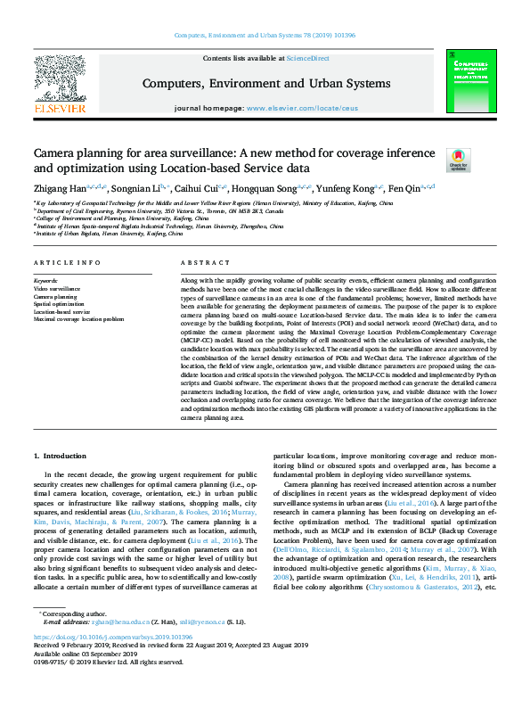 (PDF) Camera planning for area surveillance: A new method for coverage ...