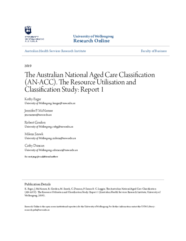 (PDF) The Australian National Aged Care Classification (AN-ACC). The ...