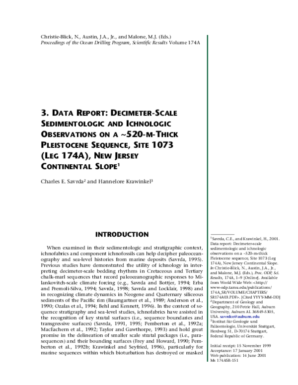 (PDF) Data report: Decimeter-scale sedimentologic and ichnologic ...