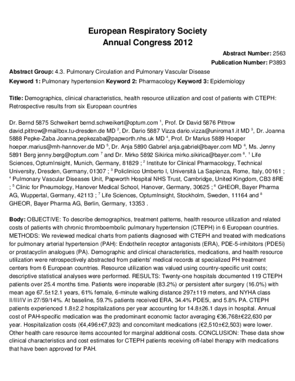 (PDF) Demographics, clinical characteristics, health resource ...
