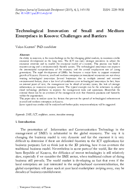 (PDF) Technological Innovation of Small and Medium Enterprises in ...
