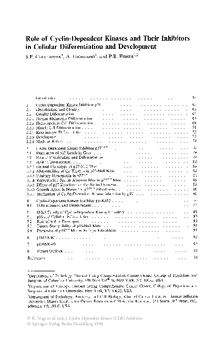 (PDF) Role of cyclin-dependent kinases and their inhibitors in cellular ...