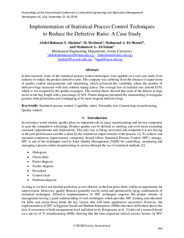 (PDF) Implementation of Statistical Process Control Techniques to ...