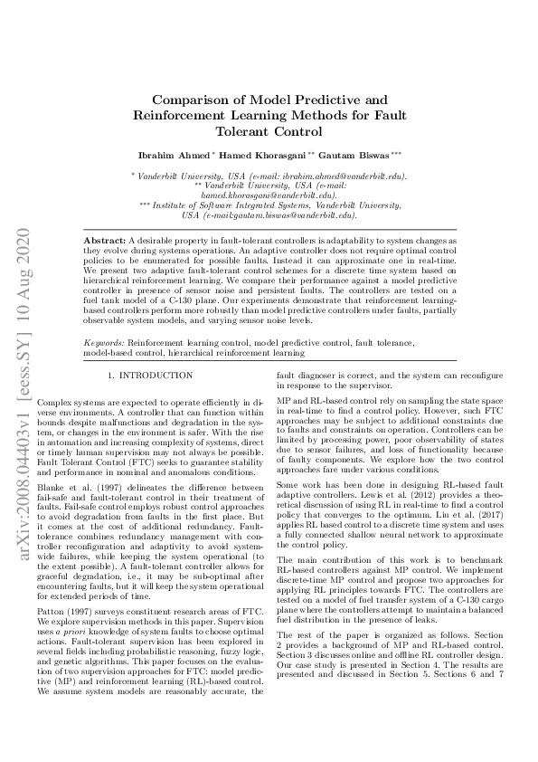 (PDF) Comparison of Model Predictive and Reinforcement Learning Methods ...