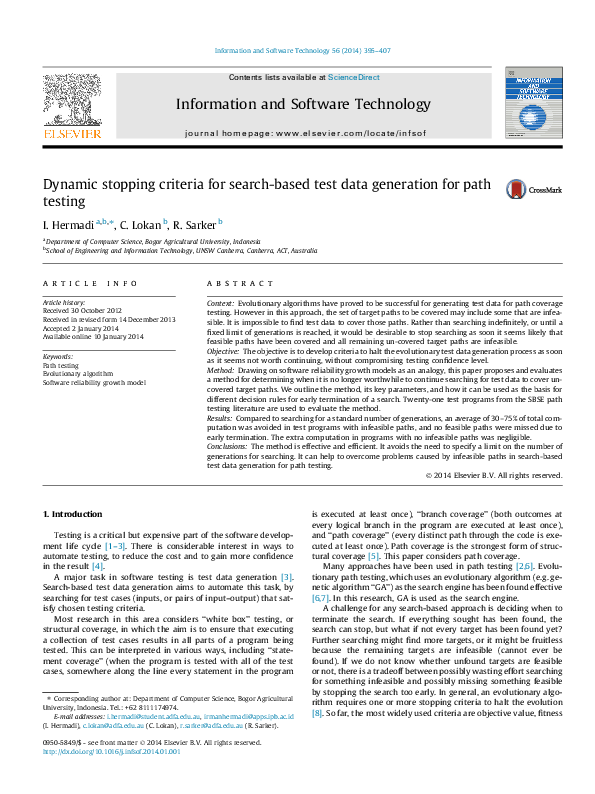 (PDF) Dynamic stopping criteria for search-based test data generation ...
