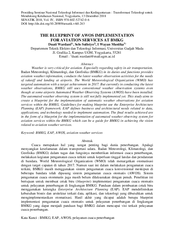 (PDF) The Blueprint of AWOS Implementation for Aviation Services at BMKG