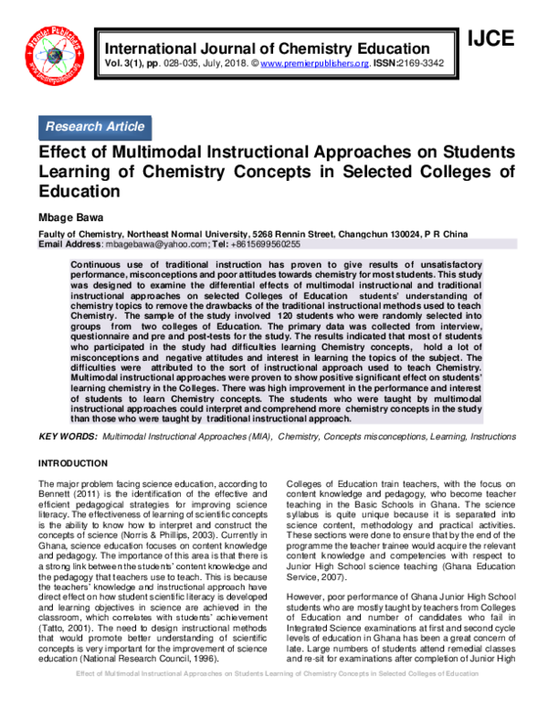 (PDF) Effect of Multimodal Instructional Approaches on Students ...