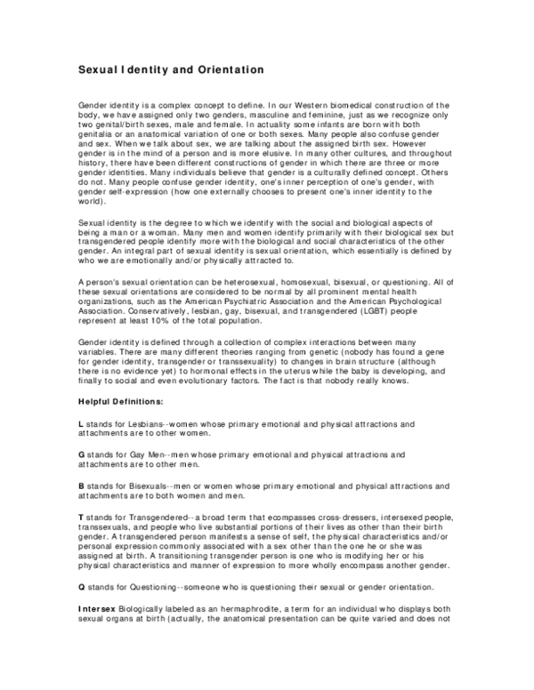 (PDF) Sexual Identity and Orientation