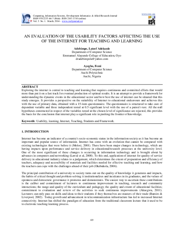 (PDF) An Evaluation of the Usability Factors Affecting the Use of the ...