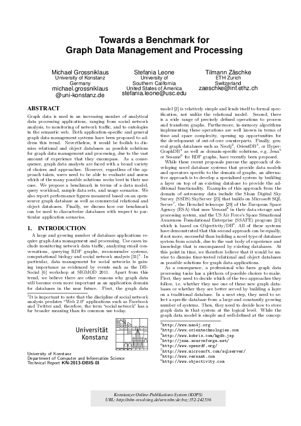 (PDF) Towards a benchmark for graph data management and processing