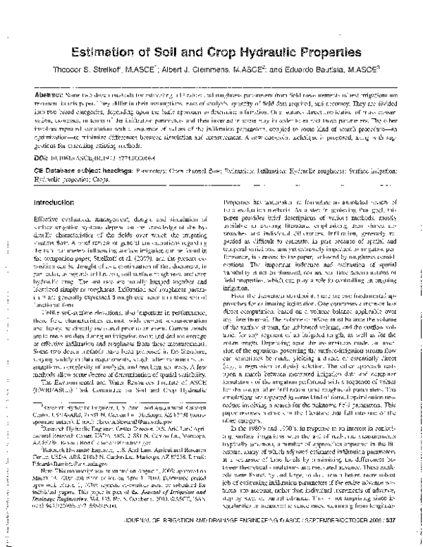 (PDF) Estimation of soil and crop hydraulic properties for surface ...
