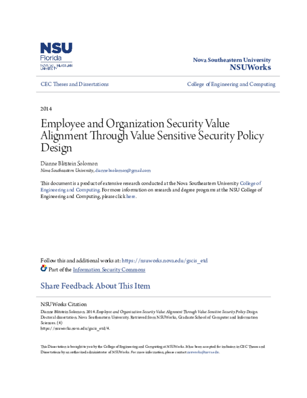 (PDF) Employee and Organization Security Value Alignment Through Value ...