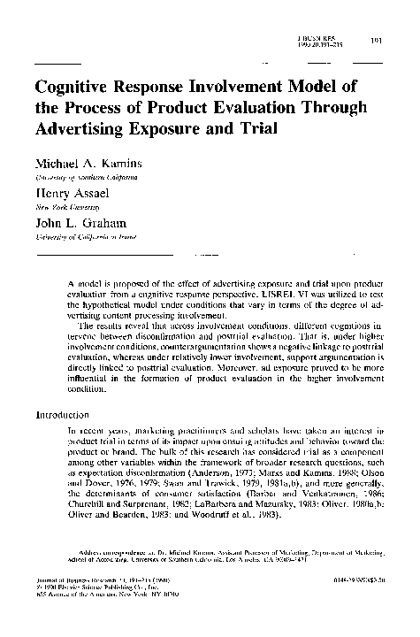 (PDF) Cognitive response involvement model of the process of product ...
