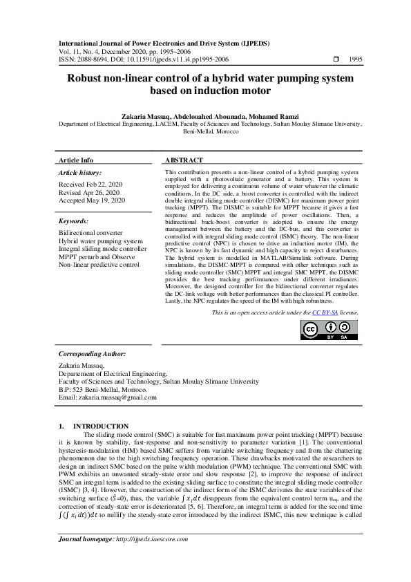 (PDF) Robust non-linear control of a hybrid water pumping system based ...