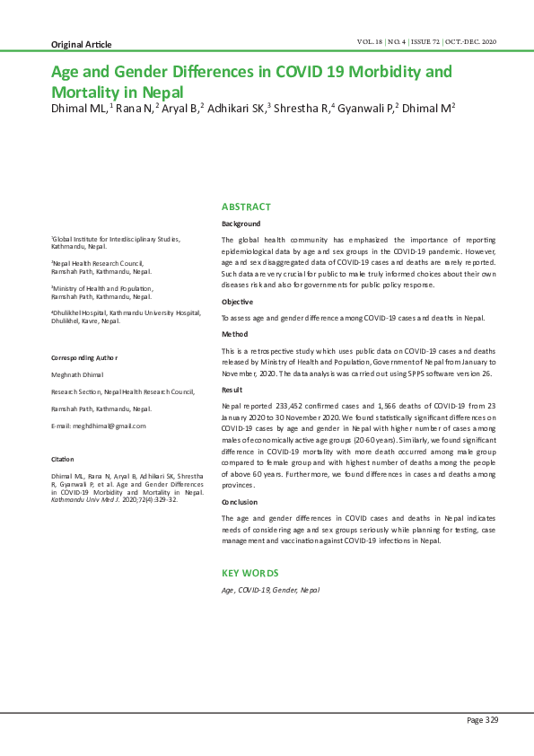 (PDF) Age and Gender Differences in COVID 19 Morbidity and Mortality in ...