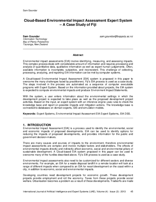  PDF Cloud Based Environmental Impact Assessment Expert System A 
