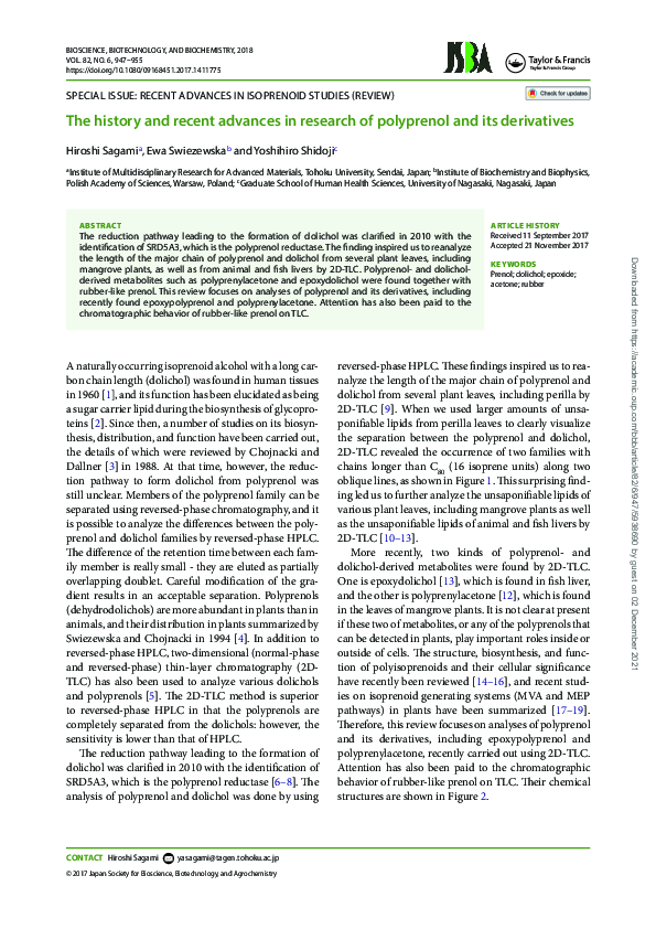 (PDF) The history and recent advances in research of polyprenol and its ...