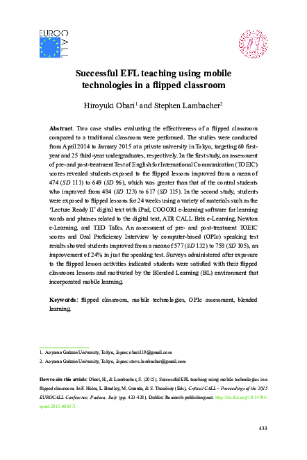 (PDF) Successful EFL teaching using mobile technologies in a flipped ...