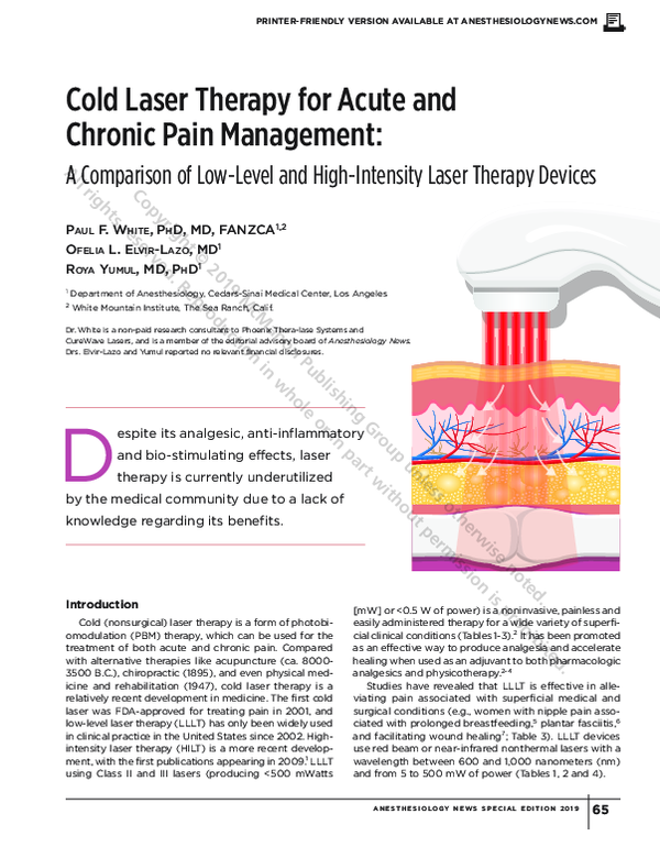 (PDF) Cold Laser Therapy for Acute and Chronic Pain Management