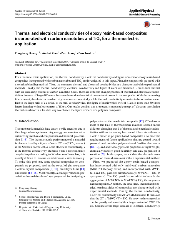 (PDF) Thermal and electrical conductivities of epoxy resin-based ...