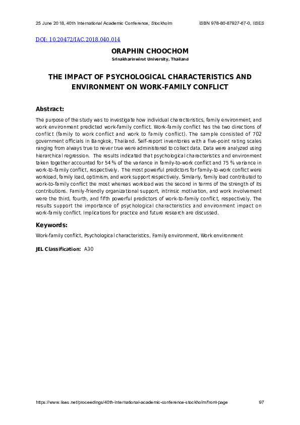 (PDF) The Impact of Psychological Characteristics and Environment on ...