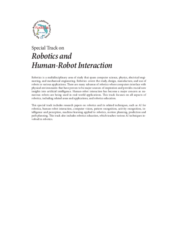 (PDF) Special Track on Robotics and Human-Robot Interaction