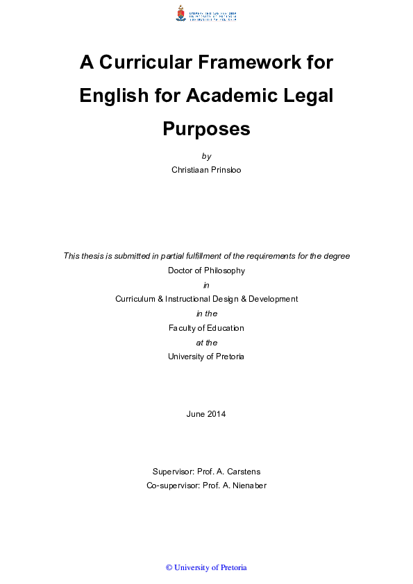 (PDF) A Curricular Framework for English for Academic Legal Purposes