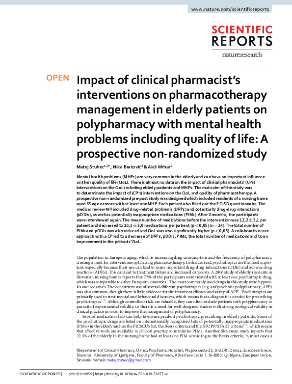 (PDF) Impact of clinical pharmacist’s interventions on health outcomes ...