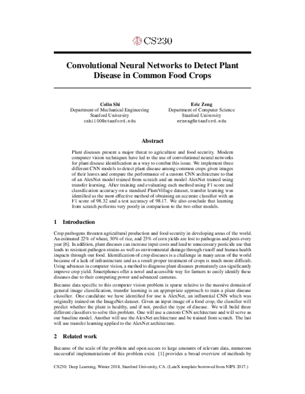 (PDF) Convolutional Neural Networks to Detect Plant Disease in Common ...