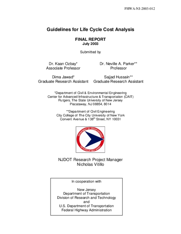 (PDF) Guidelines for Life Cycle Cost Analysis