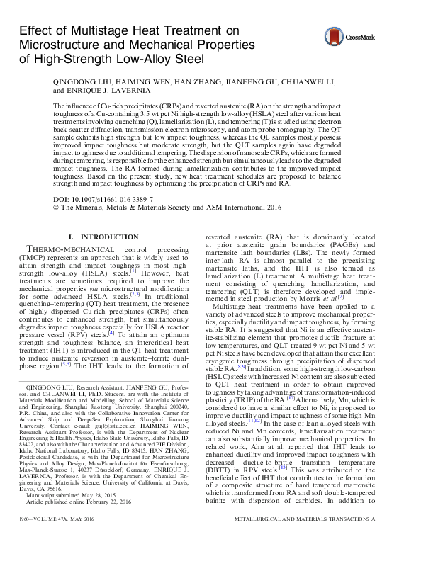 (PDF) Effect of Multistage Heat Treatment on Microstructure and ...