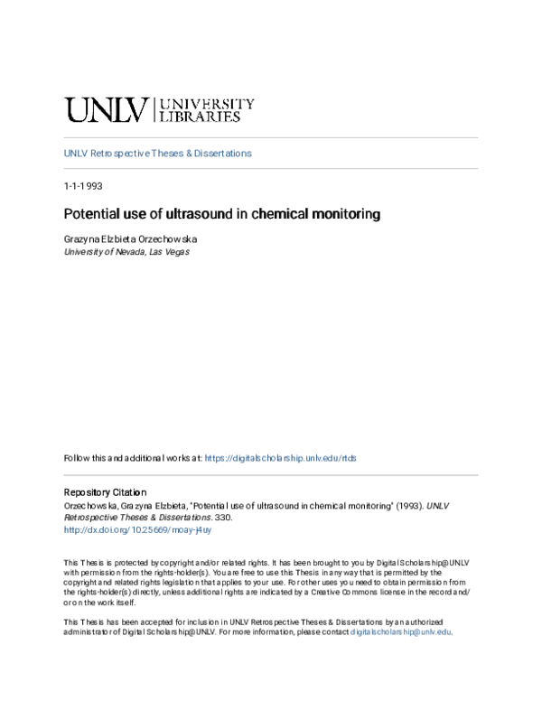 (PDF) Potential use of ultrasound in chemical monitoring