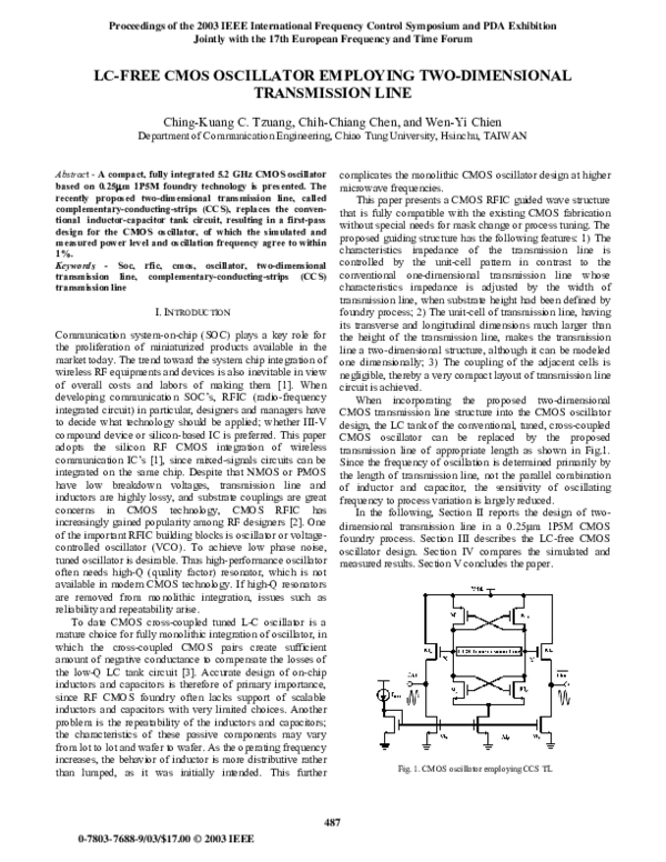 (PDF) LCfree CMOS oscillator employing twodimensional transmission