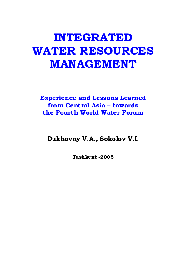 (PDF) INTEGRATED WATER RESOURCES MANAGEMENT Experience and Lessons ...