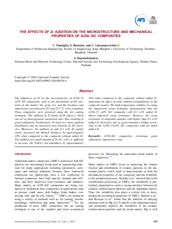 (PDF) The Effects of Zr Addition on the Microstructure and Mechanical ...