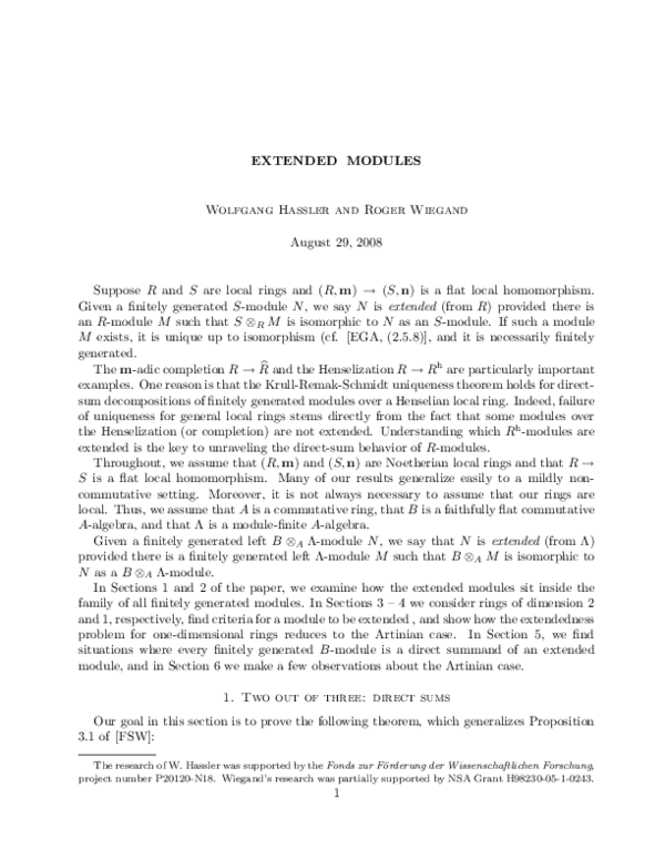 (PDF) Extended modules