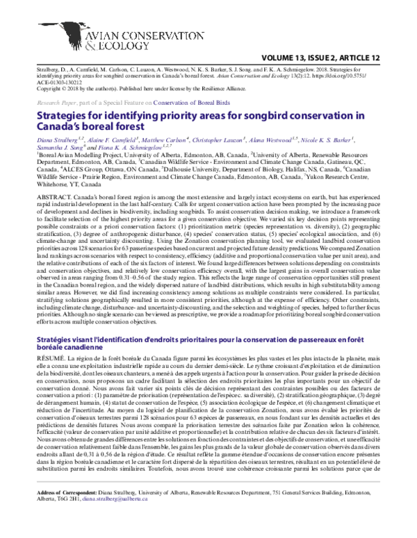 (PDF) Strategies for identifying priority areas for songbird ...