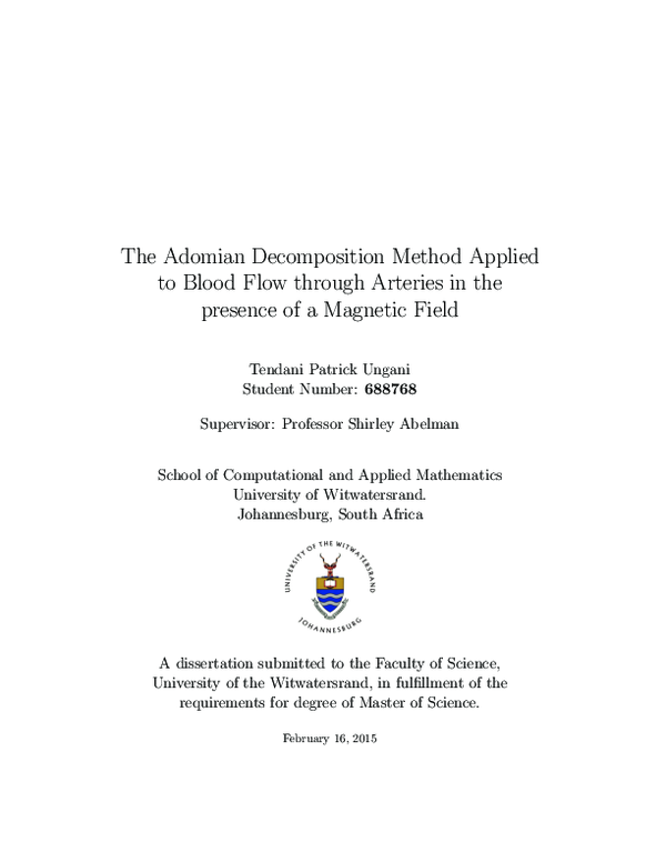 (PDF) The Adomian Decomposition Method Applied to Blood Flow through ...