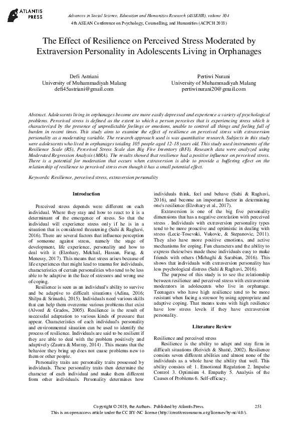 (PDF) The Effect of Resilience on Preceived Stress Moderated by ...