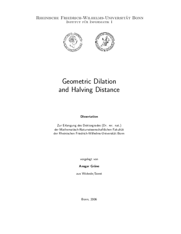 (PDF) Geometric dilation and halving distance