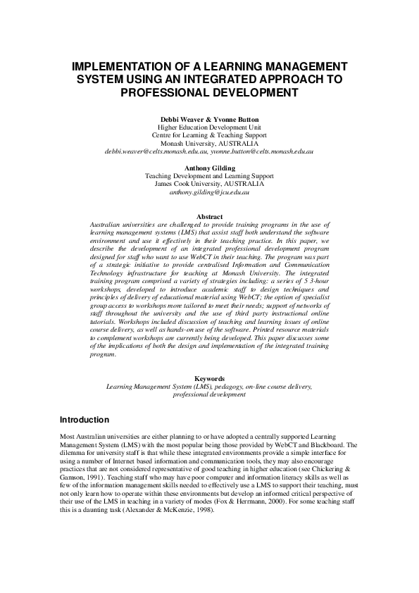 (PDF) Implementation of a learning management system using an ...