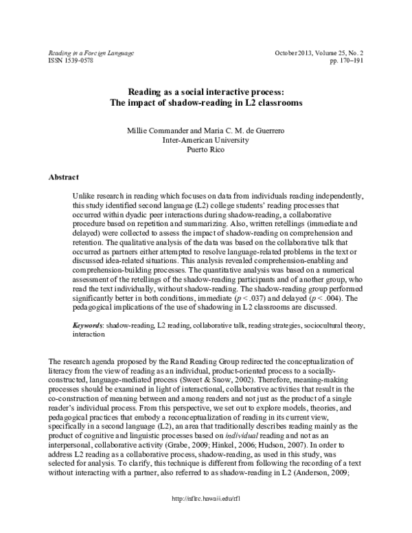(PDF) Reading as a Social Interactive Process: The Impact of Shadow ...