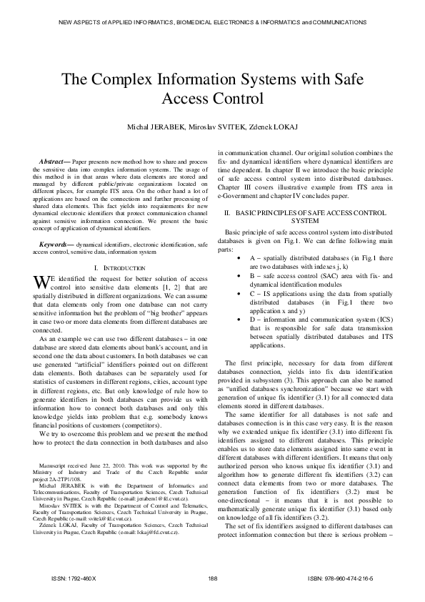 (PDF) The complex information systems with safe access control