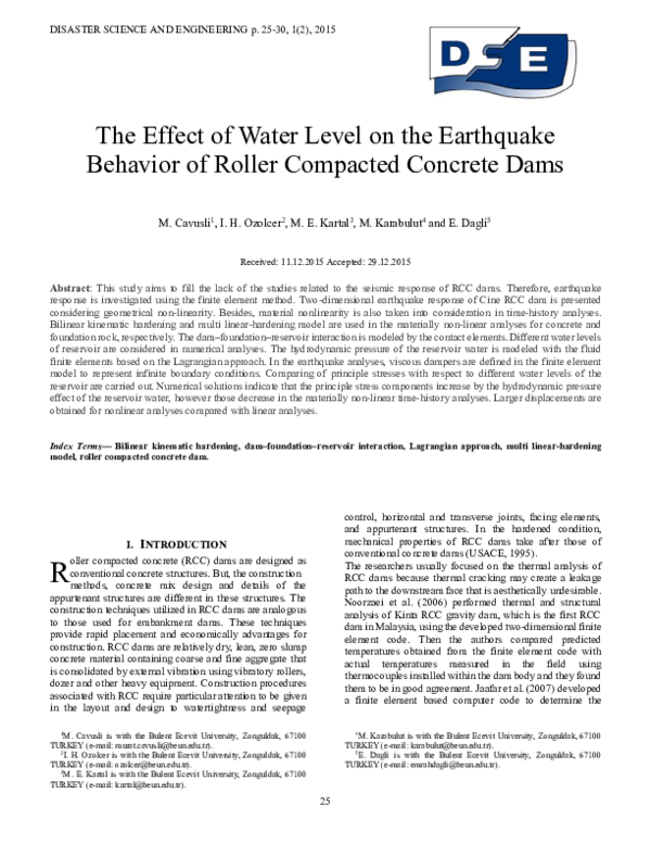 (PDF) The Effect of Water Level on the Earthquake Behavior of Roller ...