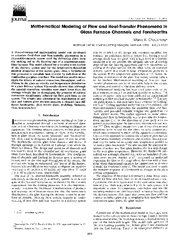 (PDF) Mathematical Modeling of Flow and Heat-Transfer Phenomena in ...